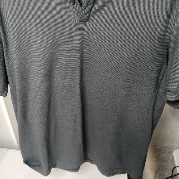 Hart Schaffner Marx Polo Shirt Mens Size XL Horizontal Stripes Gray Black - Picture 4 of 9